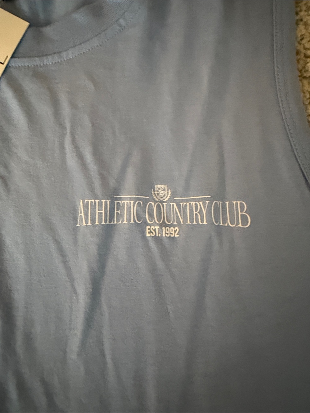 Evereve Light Blue Sleeveless Crewneck Tank with Chest Logo - Picture 3 of 7